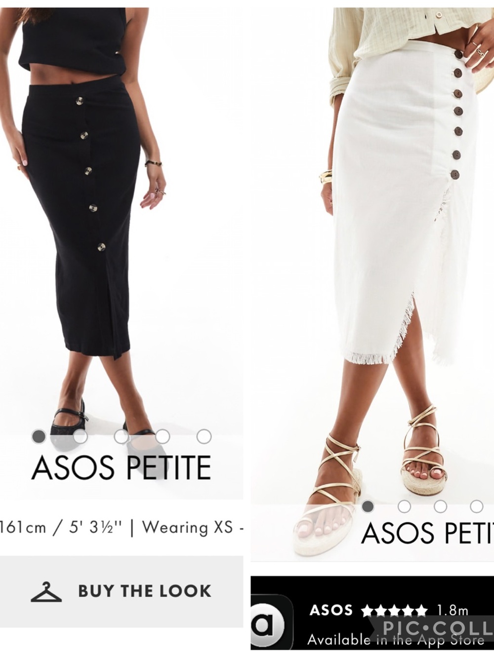 ASOS Petite Midi Skirts (2) - Black Ribbed Skirt & White Linen Blend Skirt